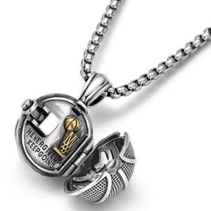 Collar con Colgante de Baloncesto de Acero Inoxidable, Grabado con la Frase 'Never Give Up Keep Going', Joyería Deportiva para Hombre, Regalo - Product Image 1