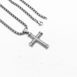 Stainless Steel <b>Cross</b> Pendant Necklace Unisex Fashion Jewelry For Men Women Gothic Style <b>Chain</b> Necklace With <b>Cross</b> Charm - Product Image 5