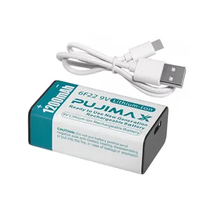 PUJIMAX 1 adet usb c 9v şarj edilebilir pil c tipi 6f22 9v pil 1200mah 9v lityum pil şarj cihazı multimetre için mikrofon