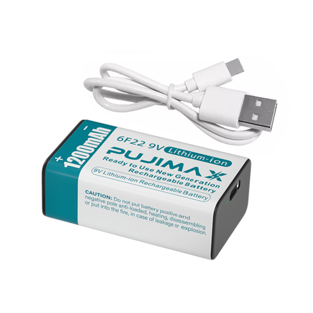 PUJIMAX 1pcs Usb c 9v Rechargeable Battery Type c 6f22 Battery 1200mah 9v Chargeable Lithium Battery for Multimeter Microphone