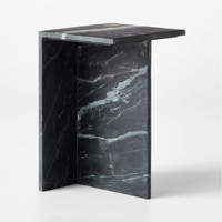 Table basse de salon Cammy Stone en marbre noir, style moderne de luxe, table d'appoint multifonctionnelle, mobilier de maison