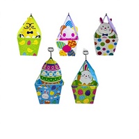 Boîte de transport en papier de qualité alimentaire pour bonbons et friandises, motif lapin et poussin mignons en forme d'œuf, idéale pour les décorations de fête de Pâques