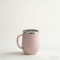 Tasse en forme d'oeuf de 12oz avec poignée Tasse isolée à double paroi avec couvercle Tasses à vin en acier inoxydable
