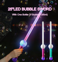 Ishine Épée à bulles LED 25 pouces, machine magique automatique avec bouteille de 95 ml, jouet portable pour enfants, idéal pour les événements extérieurs et les cadeaux promotionnels