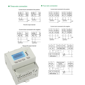 Din Rail trực tiếp đo lường hiện tại năng lượng mét RS485 modbus Bi-directional kênh đôi DC Power Meter điện Meter - Product Image 6