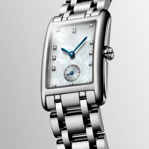 Montre rectangulaire à quartz de petite taille avec index en diamant et bracelet en acier inoxydable pour femmes Longinesing - Product Image 1
