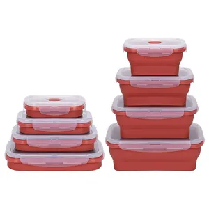 Collapsible Food Storage Containers Silicone Bento Lunch Boxes with Lids Airtight Snap Lids Microwave and Dishwasher Safe