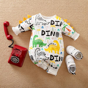 Newborn <b>Baby</b> <b>Clothes</b> <b>Baby</b> Romper Spring and Autumn Long Sleeves 100% Cotton Full of <b>Dinosaurs</b> Jumpsuit - Product Image 5