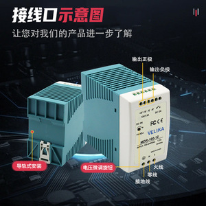 เวลิกา เอ็มดีอาร์-100-24 ไดน์เรลสวิตชิ่งพาวเวอร์ซัพพลาย 24V 4.0A เอาต์พุตเดี่ยว 100-240Vac อินพุต - Product Image 2
