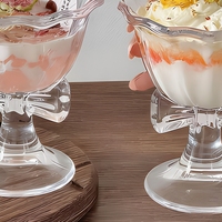 Verre à dessert moderne et minimaliste en verre trempé avec nœud décoratif, idéal pour crème glacée, flocons d'avoine, petit-déjeuner, pudding, parfait et smoothie