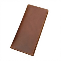 Dompet Panjang Kulit Asli Pria Crazy Horse Leather dengan Banyak Slot Kartu Desain Sederhana untuk Penggunaan Sehari-hari 8030