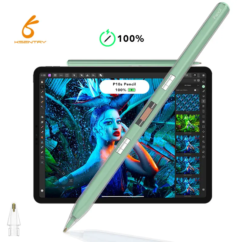 Apple ipad 연필 태블릿 스타일러스 펜에 대한 맞춤형 로고 터치 펜이있는 OEM 투명 자기 무선 충전 스타일러스 펜
