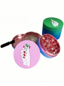<b>Herb</b> <b>Grinder</b> 4 Layer Zinc Alloy Magnetic Lid Colorful Design Round Dry <b>Herb</b> <b>Grinder</b> for Smooth Grinding - Product Image 3