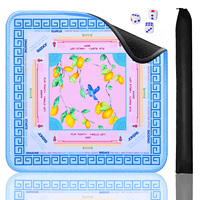 Tapis de Mahjong Américain Rose en Caoutchouc Carré, Tapis de Mahjong Citron Enroulable et Portable pour Divertissement