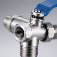 Vanne d'adaptation d'alimentation en eau RO en acier inoxydable SUS304 usinée CNC sur mesure, vanne à boisseau sphérique d'entrée pour osmose inverse, raccord NPT 1/4 3/8