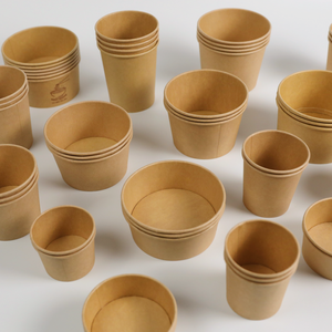 Bán buôn tùy chỉnh vuông giấy kraft Container hình chữ nhật Kem giấy bát phân hủy sinh học dùng một lần giấy bát với nắp - Product Image 4