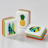 Ensemble de Mahjong en Acrylique Corail Tendance, Tuiles de Mahjong Planche de Surf et Étoile de Mer, Cadeau de Fêtes pour Tous