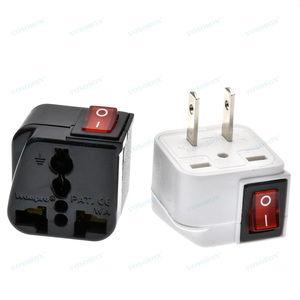 <span class=keywords><strong>Adaptateur</strong></span> de <span class=keywords><strong>prise</strong></span> électrique ABS 2 broches Japon Thaïlande Canada AC100~250V 10A avec interrupteur LED marche/arrêt et 3 prises - Product Image 1