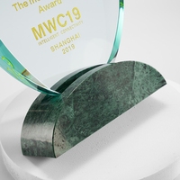 Trophée en marbre écologique, base en marbre personnalisée, trophée en cristal flamme, trophée en cristal goutte d'eau en forme de feuille, vente en gros pour cadeaux
