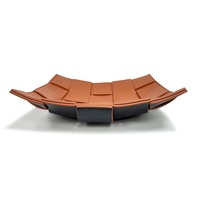 Plateau de rangement moderne et minimaliste en similicuir tressé, pliable et empilable, pour entrée, porte-clés et organisateur de télécommandes de bureau