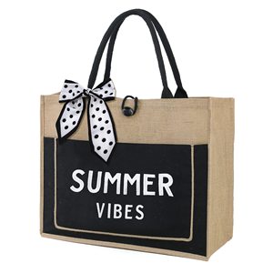 Fashion Customize Logo Large Capacity <strong>Jute</strong> <strong>Tote</strong> Shopping <strong>Bag</strong> for Wedding Gift <strong>Bag</strong> - Product Image 2