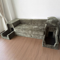 Canapé de luxe pour animaux de compagnie, lit personnalisé pour chien et chat, nouveau design, tissu chenille vert doux, compressé, Sofo