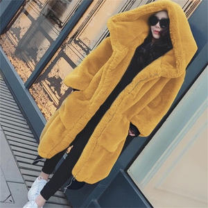Manteau long en fausse fourrure de lapin Rex de qualité supérieure, épais, ample, à capuche, grande taille, pour femmes, chaud, tendance 2025 - Product Image 2