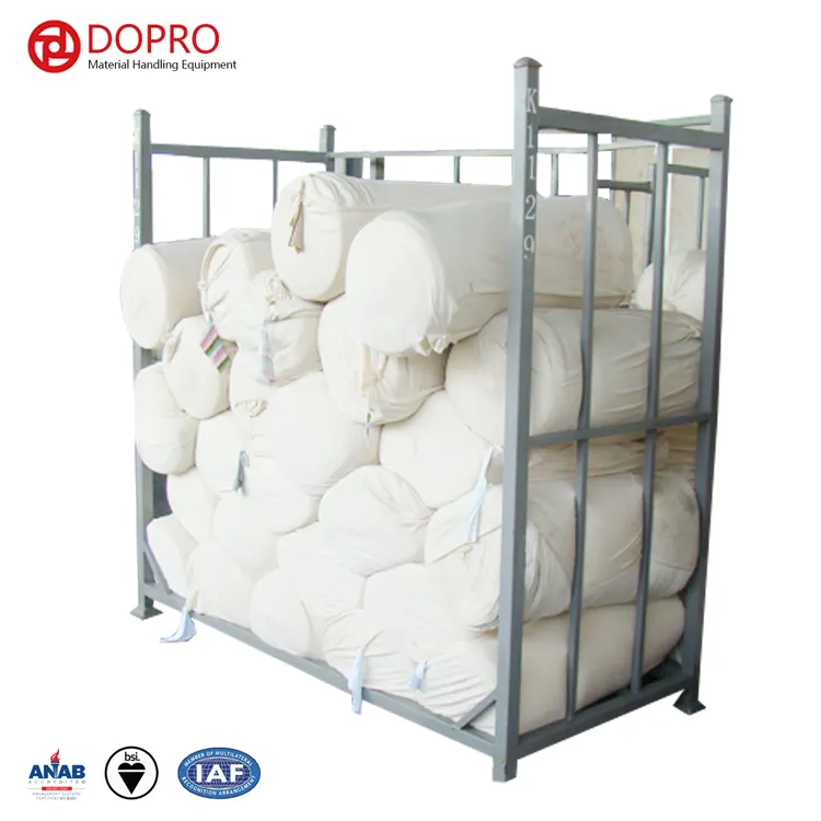 Heavy Duty Kho Công Nghiệp Dọc Stackable Kim Loại Thép Dệt Vải Rolls Lưu Trữ Bài Pallet Racks