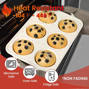 MUYULINS Molde Gigante de Silicona para Pastel y Muffins, Beige, 6 Tazas, Antiadherente, Libre de BPA, con Marco Metálico Reforzado, Certificado LFGB - Product Image 6