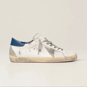 Chaussures de marche de luxe de marque originale, en cuir véritable, baskets blanches imperméables et respirantes, effet patiné doré - Product Image 4