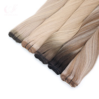 Extensions de cheveux naturels invisibles ShangKai, cheveux vierges d'un seul donneur, à coudre sur trame