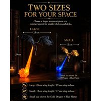 Lampe d'angle pour étagère Dragon, imprimée en 3D, LED, effet de flamme, décoration d'étagère fantastique, design volant, flamme bleue et rouge, grande taille, durable