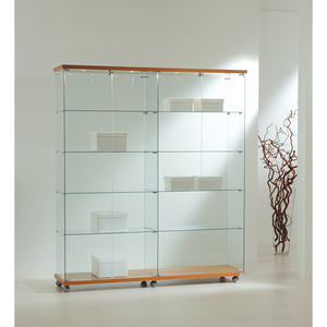 Vitrina Moderna de Vidrio de 185 cm de Alto y 160 cm de Ancho con Puertas con Cerradura y Estantes Ajustables para Exhibición en Sala de Estar - Product Image 1