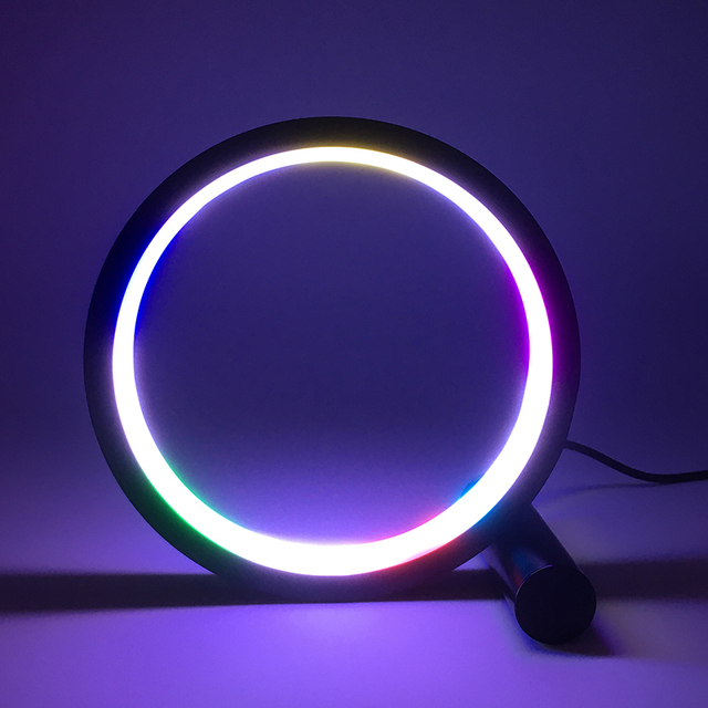 Smart RGBIC Ring Desk Lamp Music Sync Ambient LED Light for Room Decor Cool Lamp Tuya Color Changing Modern USB Table Lamp