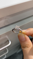 Bague de fiançailles de luxe en or blanc 18 carats sur mesure avec diamant de laboratoire taille princesse, micro-pavé, bande fine, solitaire, cadeau