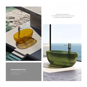 <span class=keywords><strong>Baignoire</strong></span> ovale autoportante en résine <span class=keywords><strong>de</strong></span> pierre artificielle transparente <span class=keywords><strong>de</strong></span> haute qualité, colorée et cristalline, exportée en gros <span class=keywords><strong>de</strong></span> Foshan - Product Image 2