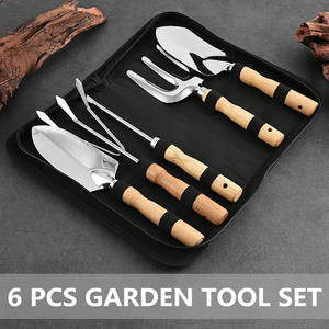Ensemble de jardinage robuste avec sac, kit d'outils de jardinage pour femmes, pelle à manche en bois en acier inoxydable, outils de jardinage pour pelouse et cour - Product Image 1