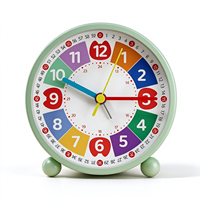 Jam Alarm Edukasi Dini Warna-warni yang Dapat Disesuaikan, Logam, Digital, Bertenaga Baterai, Pengisi Daya Nirkabel, Proyeksi, Anak-anak, Tanpa Suara Tik-tok