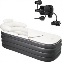 Piscine Spa Gonflable PVC Crossing King Portable pour Adultes avec Pompe à Air Électrique, Baignoire Spa Autoportante Pliable avec Dossier et Porte-Gobelet