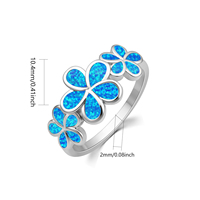 Cincin Opal Biru Berpilin Motif Bunga |   Pita Berhias Permata Iridescent |   Perhiasan Fashion Terinspirasi Alam untuk Wanita, Tren Mode Terbaru
