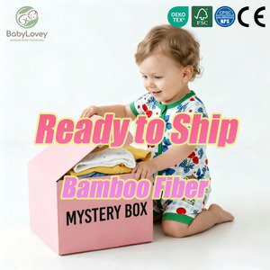 Babylovey Stokta Hızlı Kargo Yumuşak Bambu Bebek Pijama Takımı, Çift Yönlü Fermuarlı ve Uzun Kollu Karikatür Baskılı Pijamalar - Product Image 1