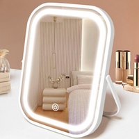 Miroir de maquillage à écran tactile LED à intensité variable pour coiffeuse Miroir de maquillage de bureau portable