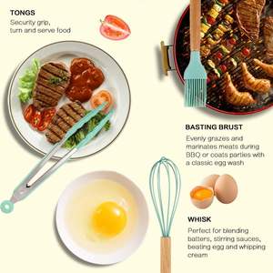 Ensemble d'ustensiles de cuisine en silicone avec manche en bois de qualité alimentaire, non toxique, mignon, 11 pièces, vente chaude - Product Image 5
