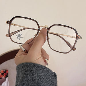 Monture de lunettes Qianai Polygonal Tr90 en métal anti-lumière bleue, unisexe, monture complète rectangulaire, verres anti-UV et anti-lumière bleue - Product Image 5