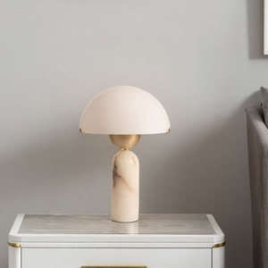 Lampe de table avec base en marbre et accents dorés, ampoule LED E27 220V, commande par interrupteur, design minimaliste nordique, décoration pour salon et chambre à coucher - Product Image 4