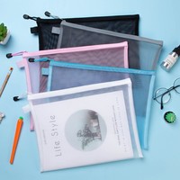 Meilleures ventes Sac de classement personnalisé en plastique tulle coloré Fournitures de bureau scolaires Sac de classement en gaze taille A4 A5 A6