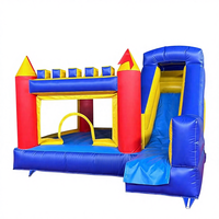 Structure gonflable combinée avec grande toboggan, château gonflable bleu et blanc en PVC commercial pour événements et fêtes en extérieur
