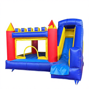 Structure gonflable combinée avec grande toboggan, château gonflable bleu et blanc en PVC commercial pour événements et fêtes en extérieur - Product Image 5