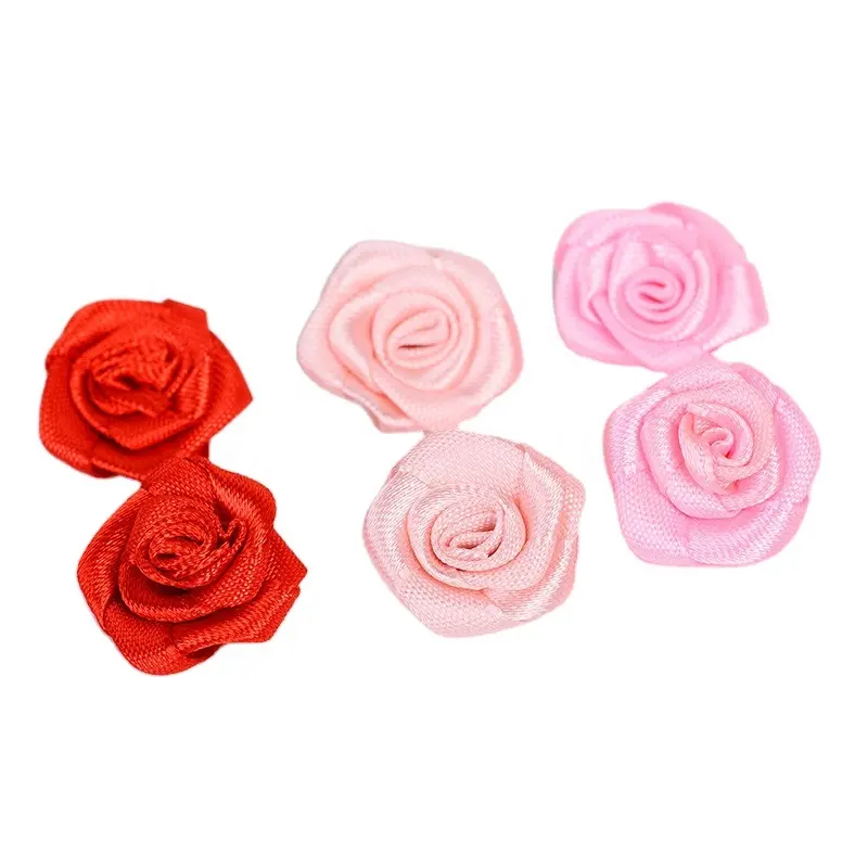 Manufacturer Wholesale In Stock Mix 196 Colors Ribbon Mini Rose Garment Accessory Ribbon Flower