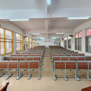 ไม้อัดห้องเรียนมหาวิทยาลัยที่ทันสมัยพร้อมกระดานเขียนพับได้ขาเคลื่อนย้ายได้เชื่อมต่อโต๊ะและเก้าอี้ - Product Image 3